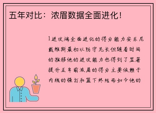五年对比：浓眉数据全面进化！